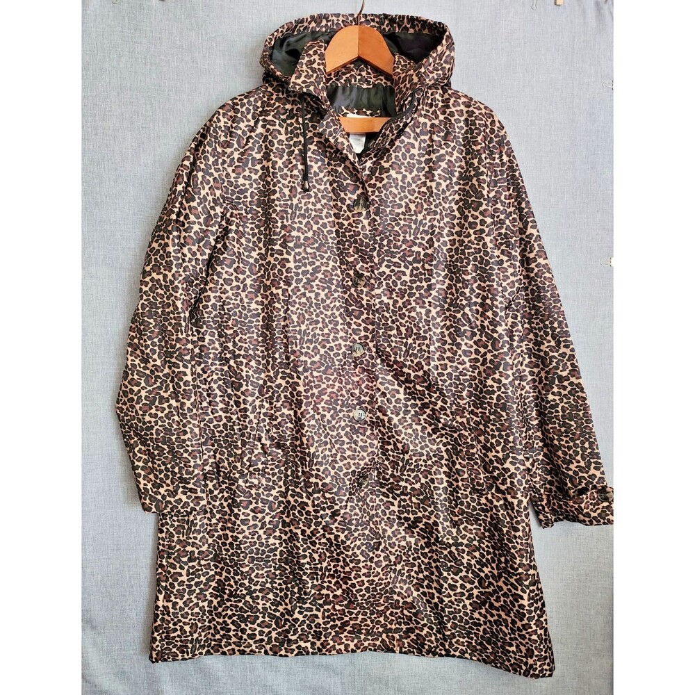Leopard Animal Print Rain Jacket Coat Hooded XL
